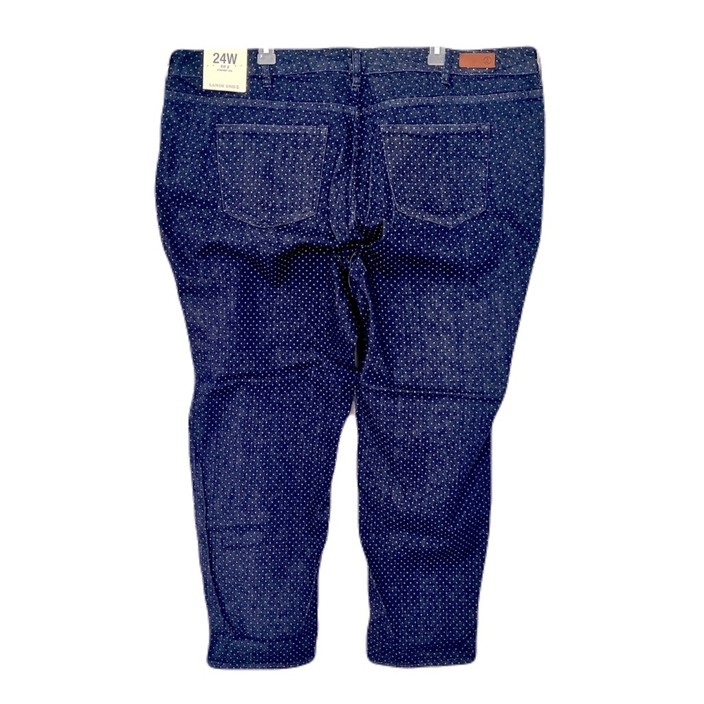 NWT Lands End Polka Dot Dark Denim Plus Size Jeans Fit 2 Straight Leg, Size 24W - Picture 3 of 5